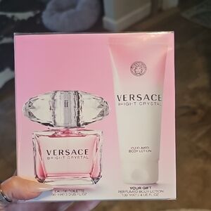 Versace Bright Crystal Perfume and Lotion Gift Set - Pink and White